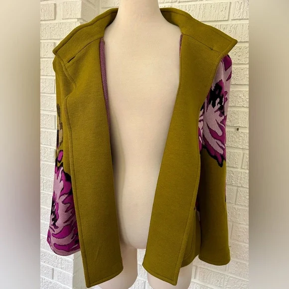 St John - chrysanthemum olive/Fuschia floral jacket - Picture 6 of 9